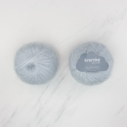Kremke Soul Wool Silky Kid in colourway 06-064 Light Grey – 2ply weight mohair, silk yarn