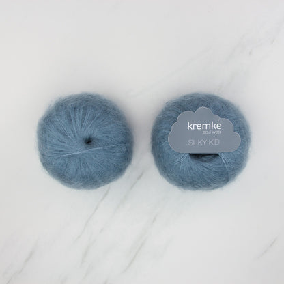 Kremke Soul Wool Silky Kid in colourway 06-076 Blue Grey – 2ply weight mohair, silk yarn
