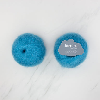 Kremke Soul Wool Silky Kid in colourway 06-077 Aquamarine – 2ply weight mohair, silk yarn