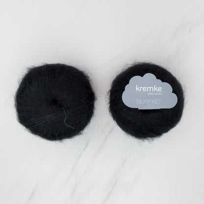 Kremke Soul Wool Silky Kid in colourway 06-081 Black – 2ply weight mohair, silk yarn