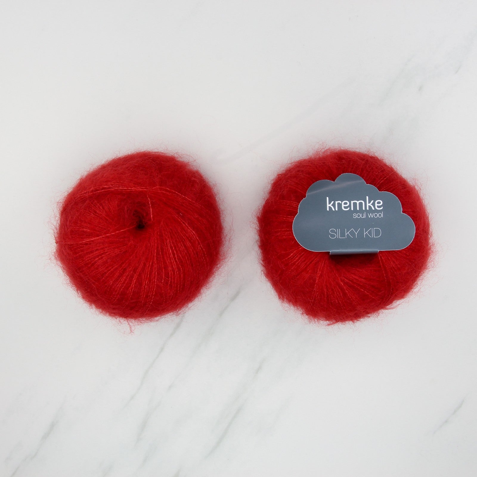 Kremke Soul Wool Silky Kid in colourway 12-120 Cherry Red – 2ply weight mohair, silk yarn