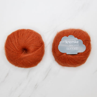 Kremke Soul Wool Silky Kid in colourway 12-170 Cinnamon – 2ply weight mohair, silk yarn