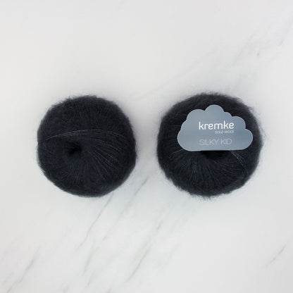 Kremke Soul Wool Silky Kid in colourway 12-175 Anthracite – 2ply weight mohair, silk yarn
