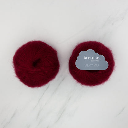 Kremke Soul Wool Silky Kid in colourway 19-052 Bordeaux – 2ply weight mohair, silk yarn