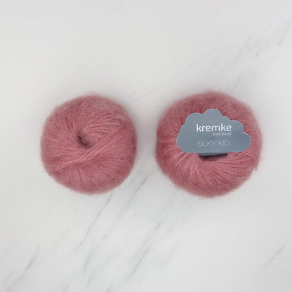 Kremke Soul Wool Silky Kid in colourway 19-055 Dusty Rose – 2ply weight mohair, silk yarn