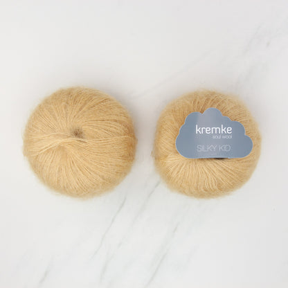 Kremke Soul Wool Silky Kid in colourway 19-056 Light Camel – 2ply weight mohair, silk yarn