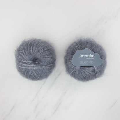 Kremke Soul Wool Silky Kid in colourway 20-001 Heather Grey – 2ply weight mohair, silk yarn