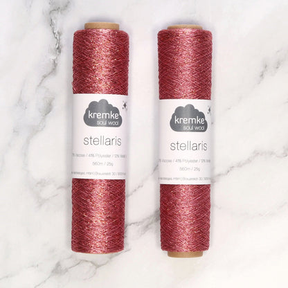 Kremke Soul Wool Stellaris in colourway Dusty Rose Copper – 2ply weight viscose, polyester, metallic fibre yarn