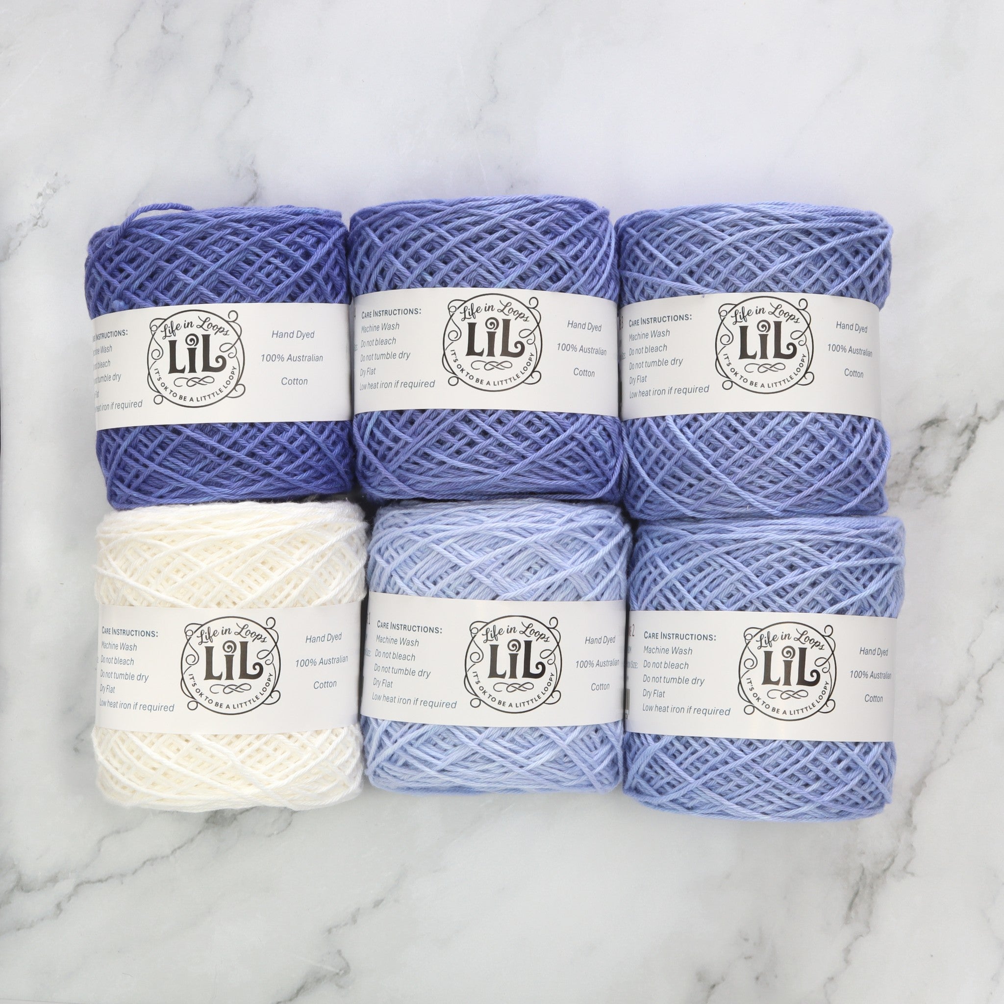 Life in Loops Gradient Yarn Box 8ply in colourway Ultramarine Ombre – 8ply weight cotton yarn