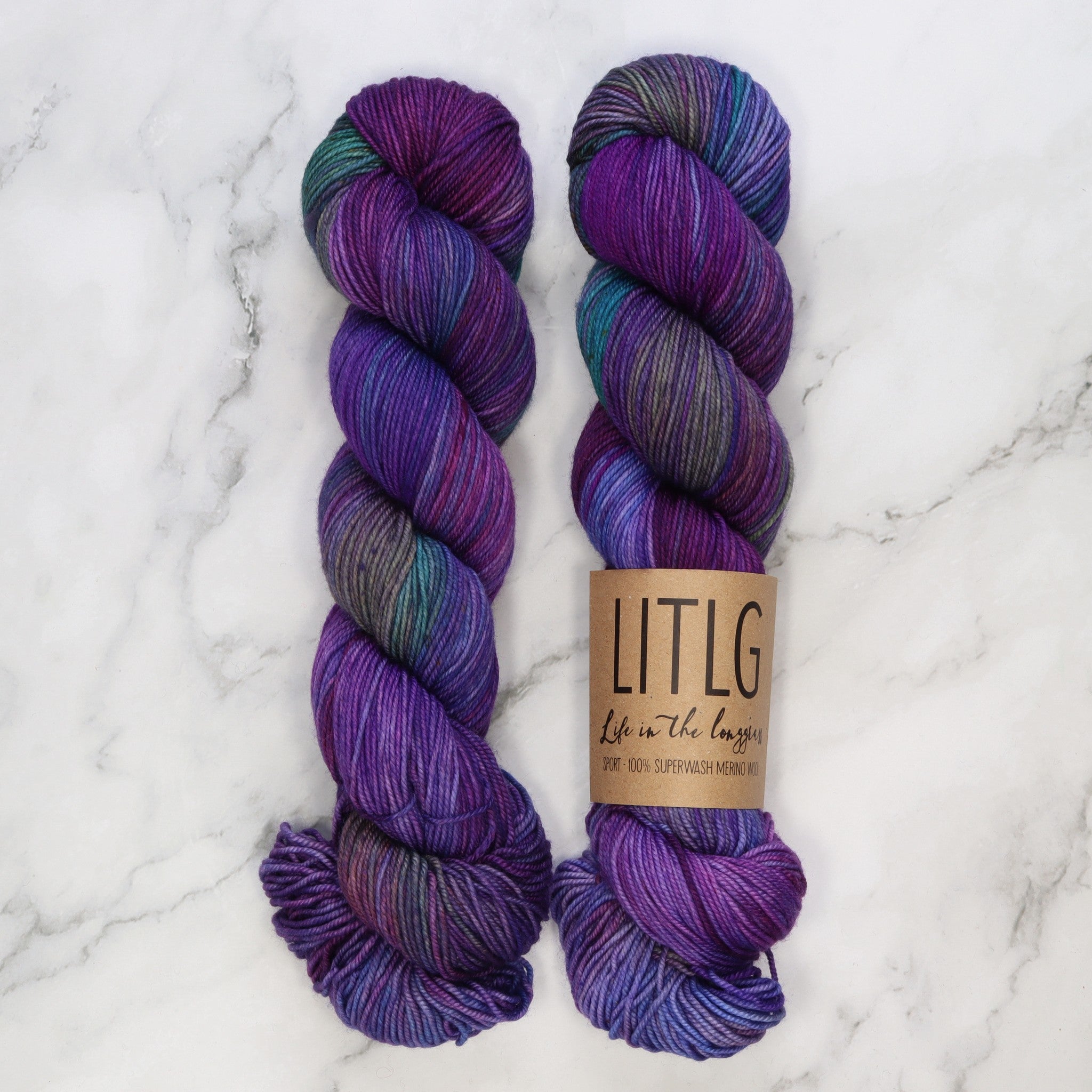Life in the Long Grass Sport Merino in colourway Amethyst – 5ply weight merino yarn