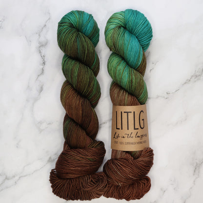 Life in the Long Grass Sport Merino in colourway Burnished – 5ply weight merino yarn