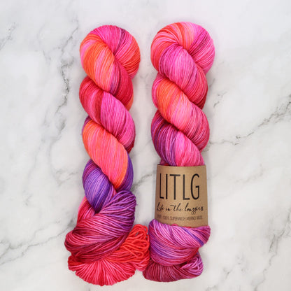 Life in the Long Grass Sport Merino in colourway Elation – 5ply weight merino yarn