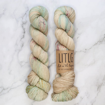 Life in the Long Grass Sport Merino in colourway Porcelain – 5ply weight merino yarn