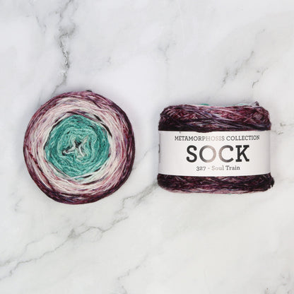 Malabrigo Metamorphosis Sock Gradient in colourway Soul Train – 4ply weight merino yarn