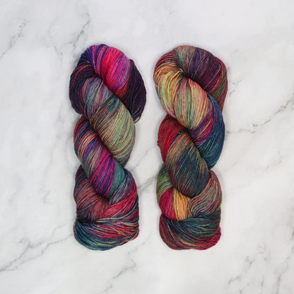 Malabrigo Ultimate Sock in colourway Aniversario – 4ply weight merino, nylon yarn