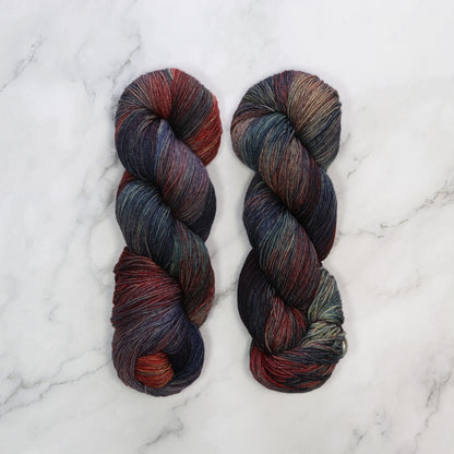 Malabrigo Ultimate Sock in colourway Pocion – 4ply weight merino, nylon yarn