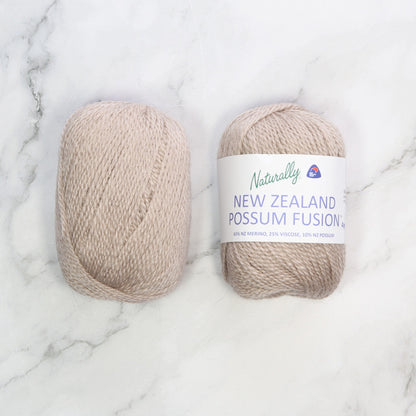 K3073 Baby Raglan Sweater & Hat kit in NZ Possum Fusion 4ply, colourway Taupe