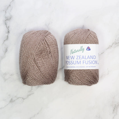 K3073 Baby Raglan Sweater & Hat kit in NZ Possum Fusion 4ply, colourway Walnut