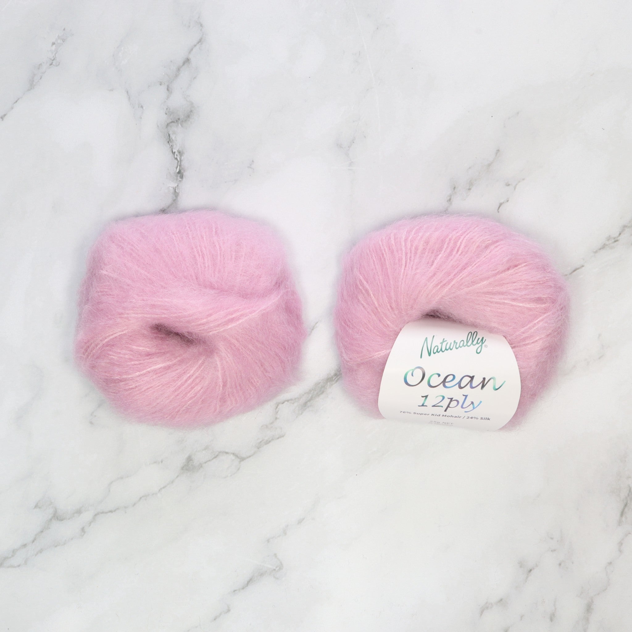 Naturally Yarns Ocean 12ply in colourway Blush – 12ply weight mohair, silk yarn