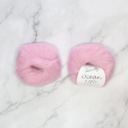 Naturally Yarns Ocean 12ply in colourway Blush – 12ply weight mohair, silk yarn
