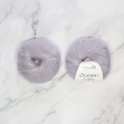 Naturally Yarns Ocean 12ply in colourway Silver – 12ply weight mohair, silk yarn