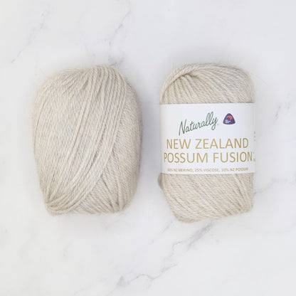 Naturally Yarns New Zealand Possum Fusion DK in colourway Natural – 8ply weight merino, viscose, possum yarn
