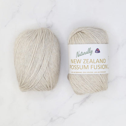 Cable Beanie kit in NZ Possum Fusion, colourway Natural