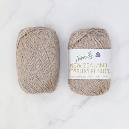 Cable Beanie kit in NZ Possum Fusion, colourway Taupe