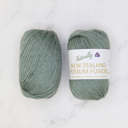 Naturally Yarns New Zealand Possum Fusion DK in colourway Green Tea – 8ply weight merino, viscose, possum yarn