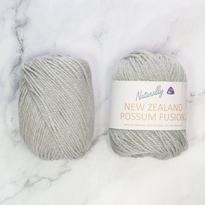 Naturally Yarns New Zealand Possum Fusion DK in colourway Pale Green – 8ply weight merino, viscose, possum yarn