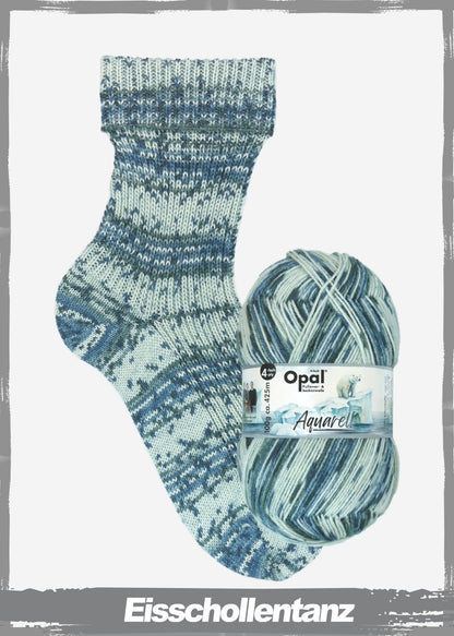 Opal Aquarell 4ply in colourway Ice Dance – 4ply weight wool, polyamide, nylon yarn