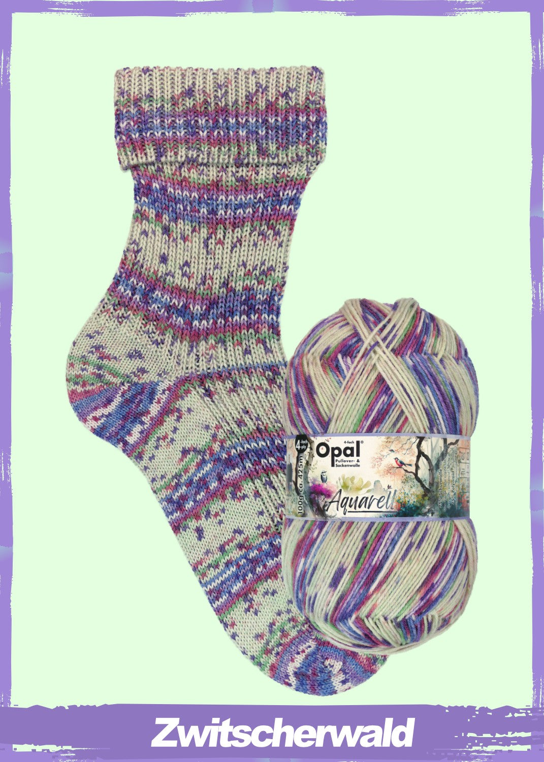 Opal Aquarell 4ply in colourway Chirping Woods – 4ply weight wool, polyamide, nylon yarn