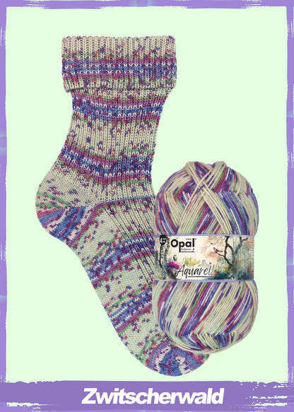Opal Aquarell 4ply in colourway Chirping Woods – 4ply weight wool, polyamide, nylon yarn
