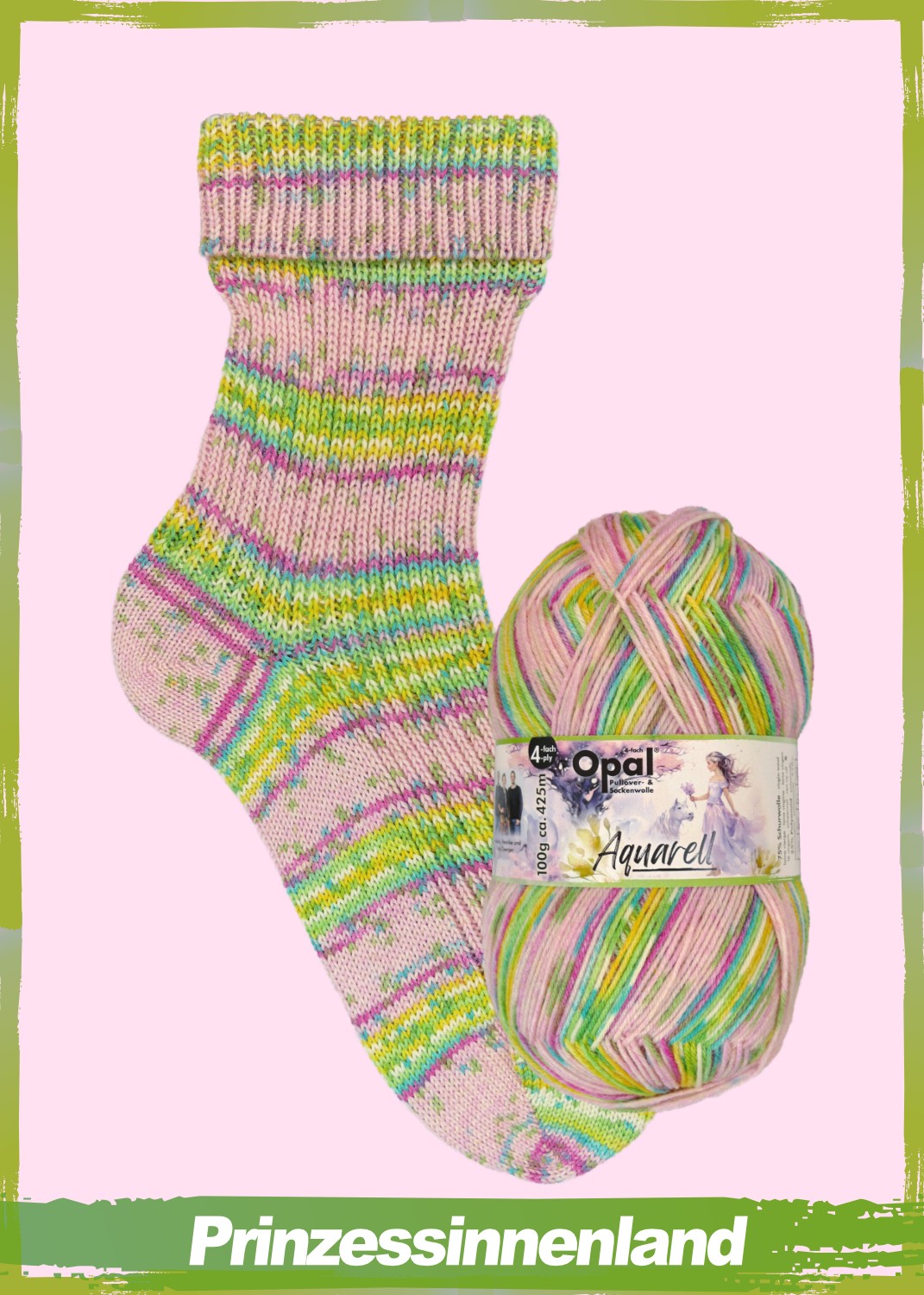Opal Aquarell 4ply in colourway Princess – 4ply weight wool, polyamide, nylon yarn