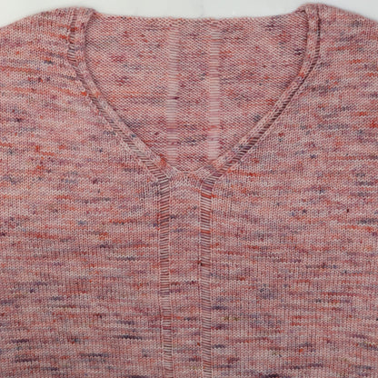 Outline Tee v-neck detail, with dropped-stitch lines framing the neckline, in Skein Sisters Fabulous Sock