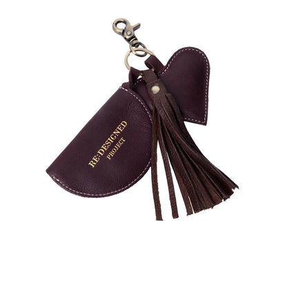 Re:Designed Leather Keyrings – Heart, Dark Cherry