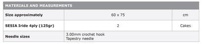 K3037 Crochet Baby Blanket in Sesia Iride Pattern - materials and measurements
