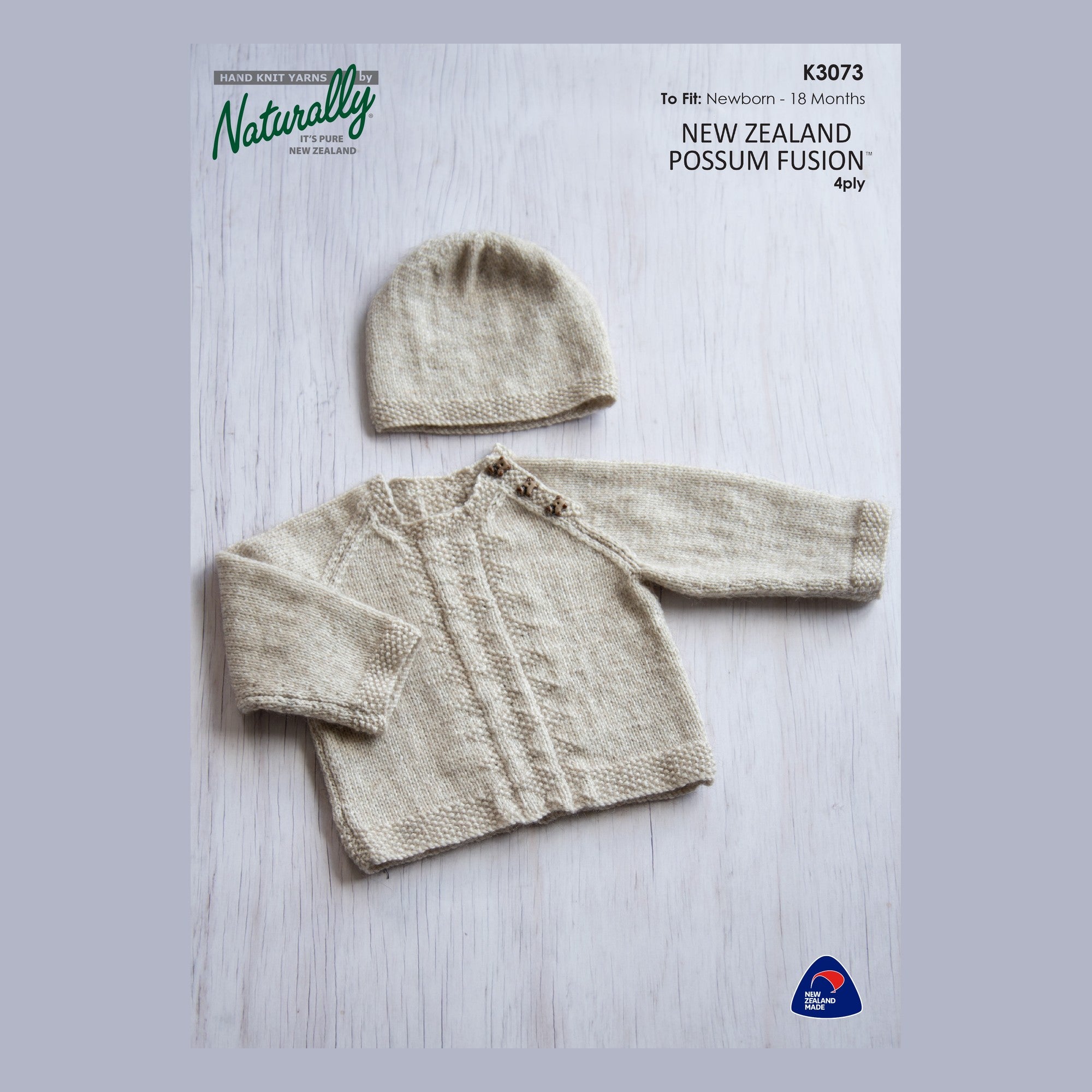 Baby Raglan Sweater & Hat in Possum Fusion 4ply Pattern