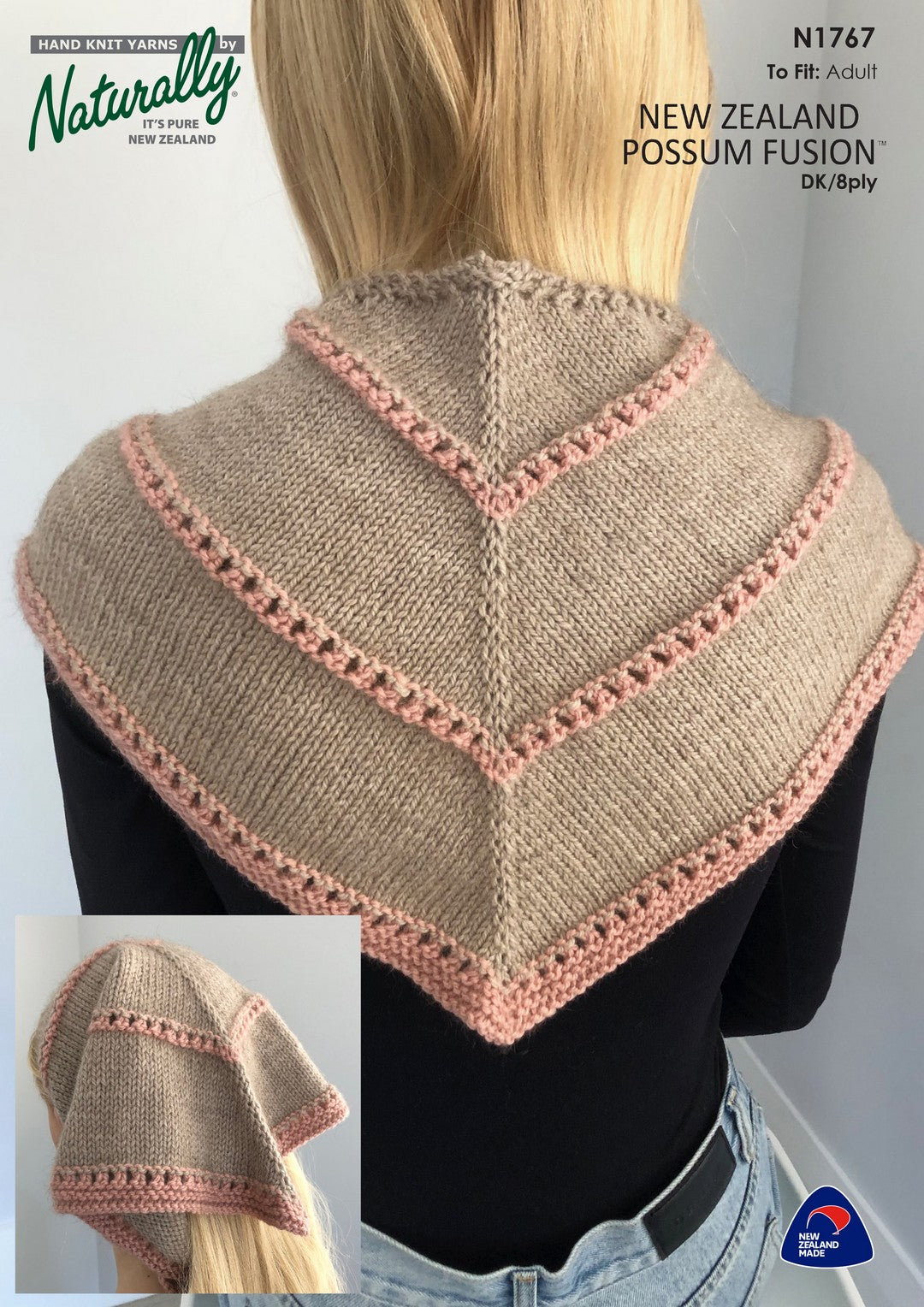 Shawl Pattern in Possum Fusion DK N1767 by Naturally