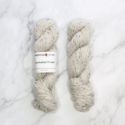 Prestige Yarns Australian Tweed in colourway Harbour Mist – 8ply weight merino, nylon yarn