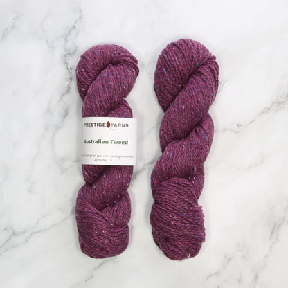 Prestige Yarns Australian Tweed in colourway Phlox – 8ply weight merino, nylon yarn