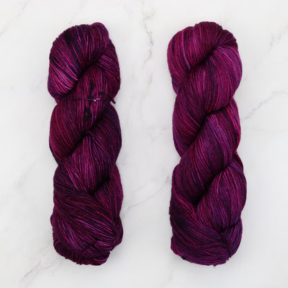 Prestige Yarns Fiori Sock in colourway Crushing Grape – 4ply weight merino, nylon yarn