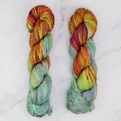 Fiori DK IV in colourway Rainbow – 8ply weight merino yarn
