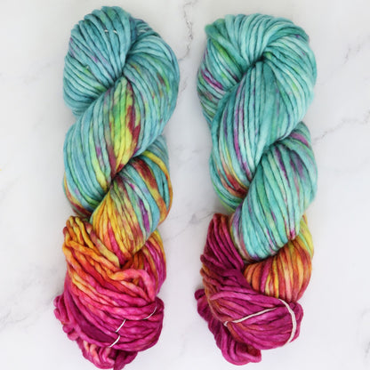 Fiori Grande in colourway Rainbow – 14ply+ weight merino yarn