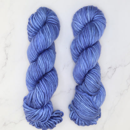 Fiori Grande in colourway Blue Bonnet – 14ply+ weight merino yarn