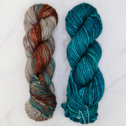 Tundra Scarf kit, colourway Aegean/Tempo Teal