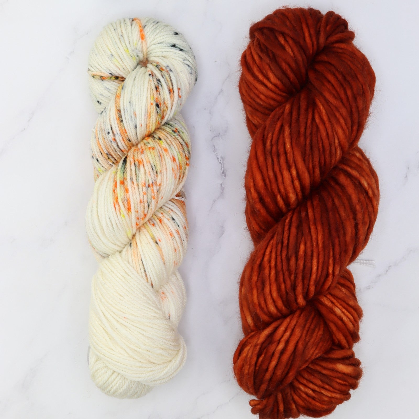 Tundra Scarf kit, colourway Tangerine Nougat/Raw Sienna