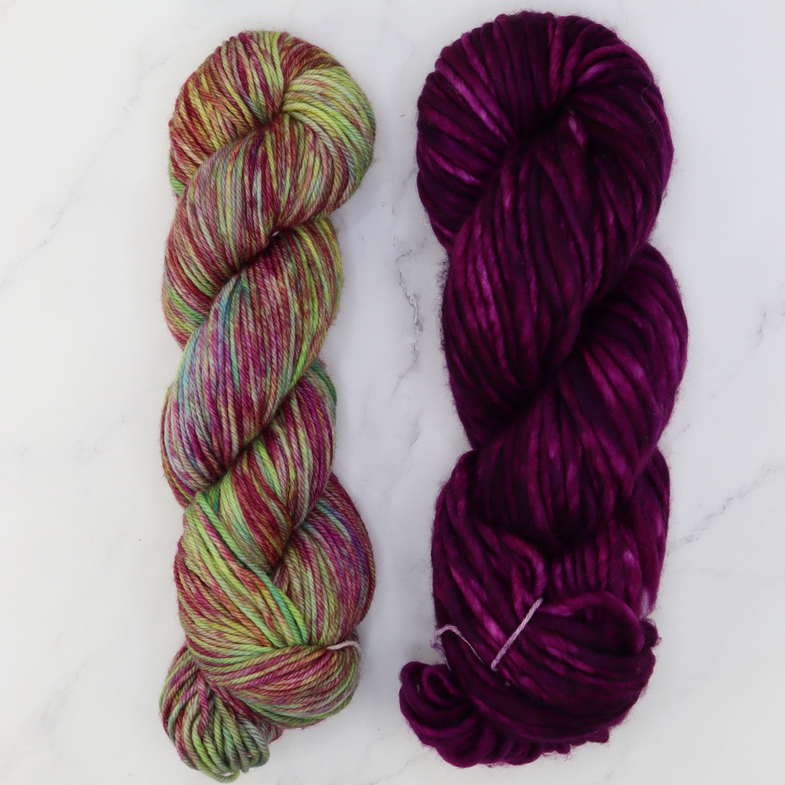 Tundra Scarf kit, colourway Waratah/Purple Rising