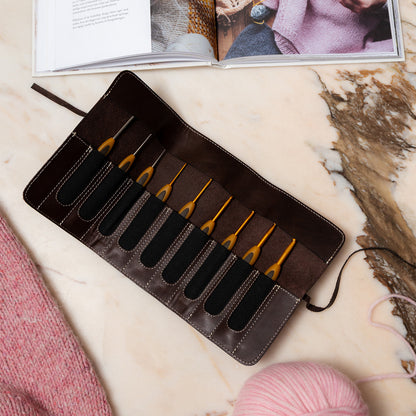 Re:Designed Project 130 Folding Crochet Hook Case – open with crochet hooks