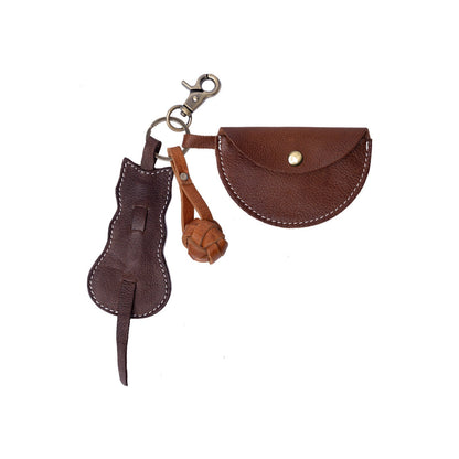 Re:Designed Leather Keyrings – Cat and Yarn, Multi